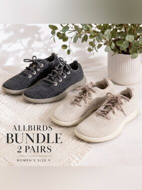 Allbirds Bundle 2 Pairs Women’s 9 Merino Wool Sneakers Grey & Blush